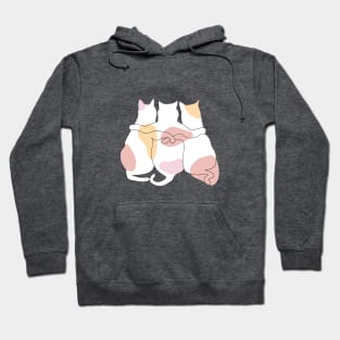 3 Cats Together Line Art Hoodie